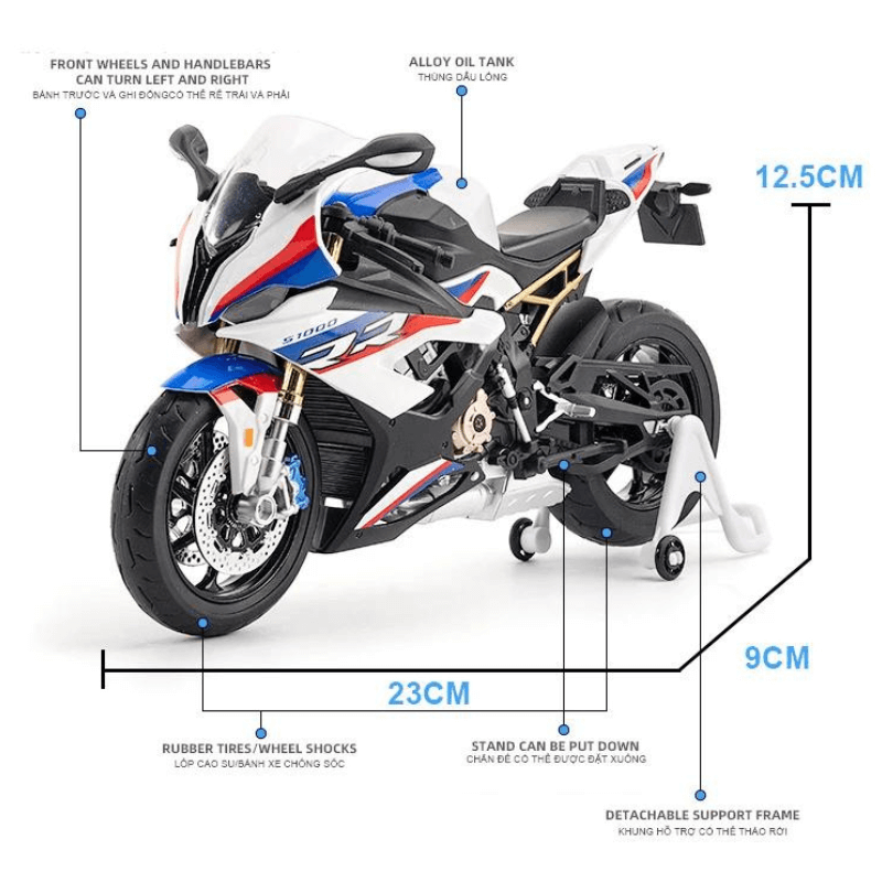 1/9 Scale BMW S1000RR Large Size Alloy Die-Cast Motorcycle
