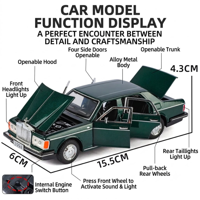 1/32 Scale Rolls Royce Silver spur 1994 Die-cast Model Car