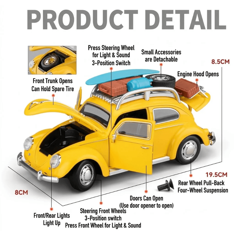 1/24 Scale Volkswagen Beetle Die-cast Model Car