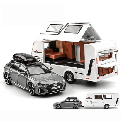 1/32 Scale Audi RS6 With RV Diecast Model Car