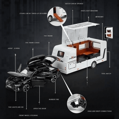 1/32 Scale Audi RS6 With RV Diecast Model Car