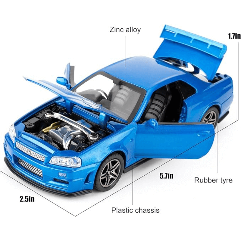 1/32 Scale Nissan GT-R R34 Die-cast Model Car