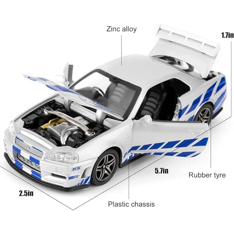 1/32 Scale Nissan GT-R R34 Die-cast Model Car