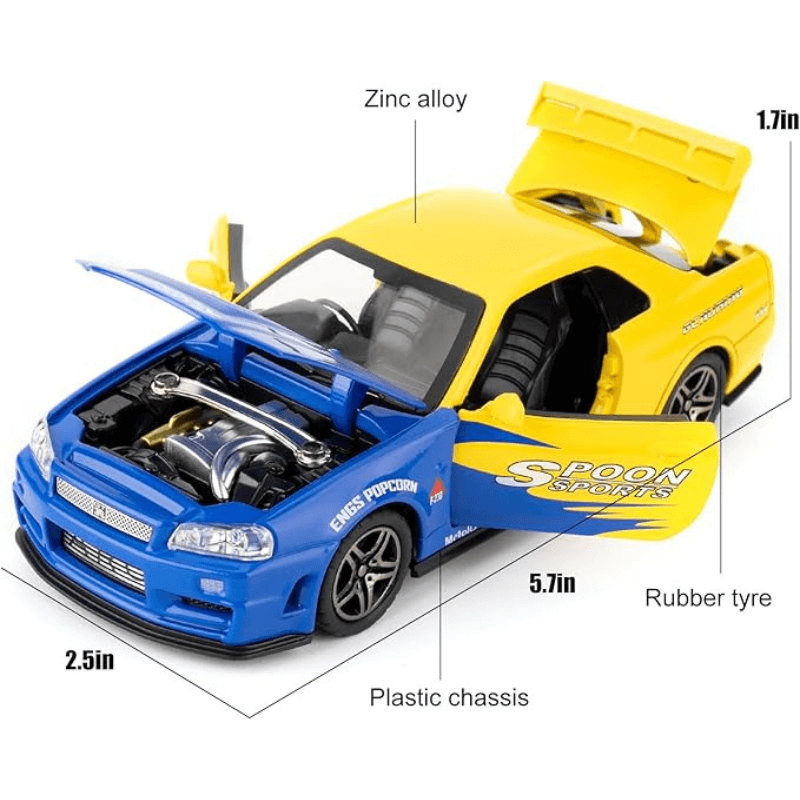 1/32 Scale Nissan GT-R R34 Die-cast Model Car