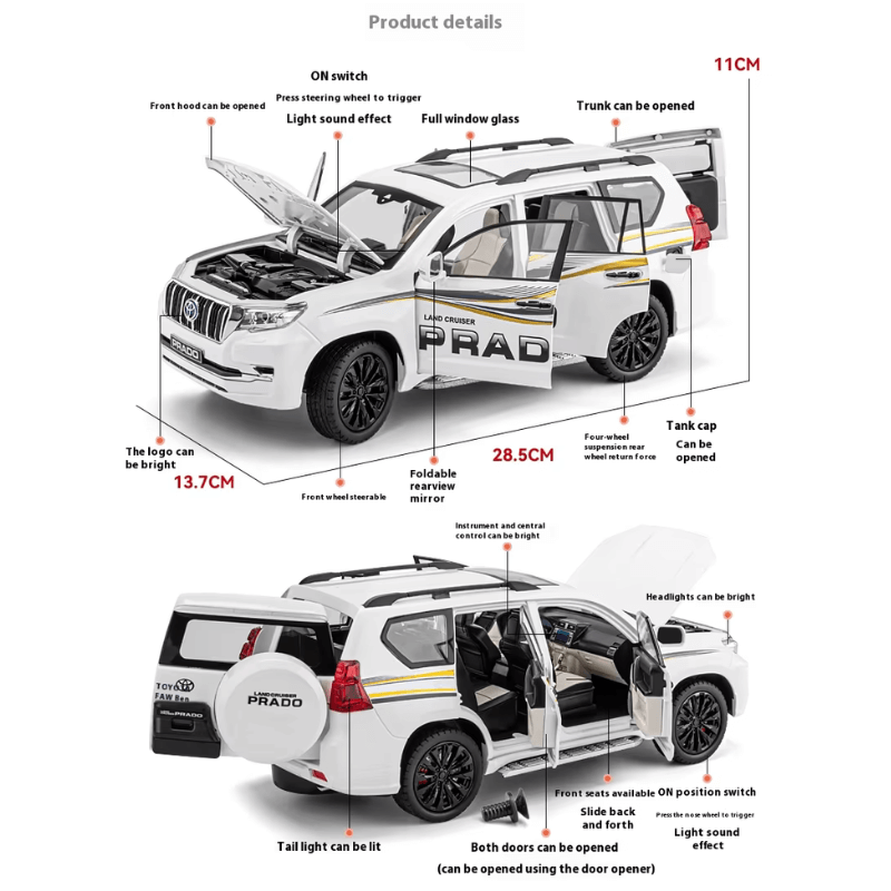 1:18 Scale TOYOTA Land Cruiser Prado Die-cast Model Car
