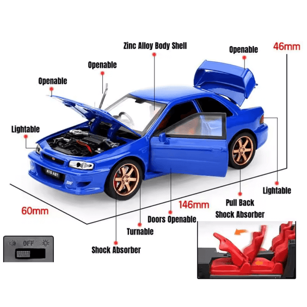 1/32 Scale Subaru Impreza WRX Die-cast Model Car