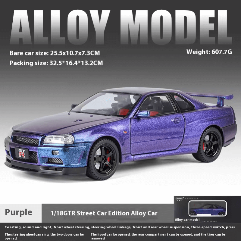 1/18 Scale Nissan Skyline GT-R R34 Die-Cast Model Car