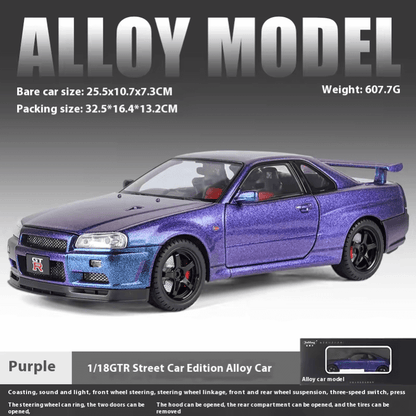1/18 Scale Nissan Skyline GT-R R34 Die-Cast Model Car