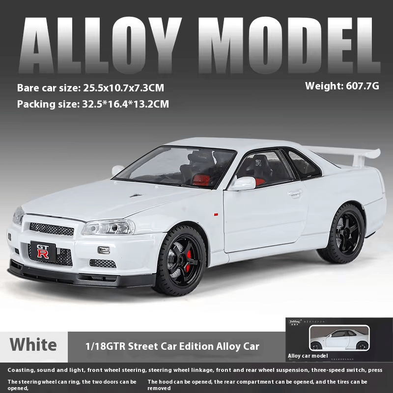 1/18 Scale Nissan Skyline GT-R R34 Die-Cast Model Car
