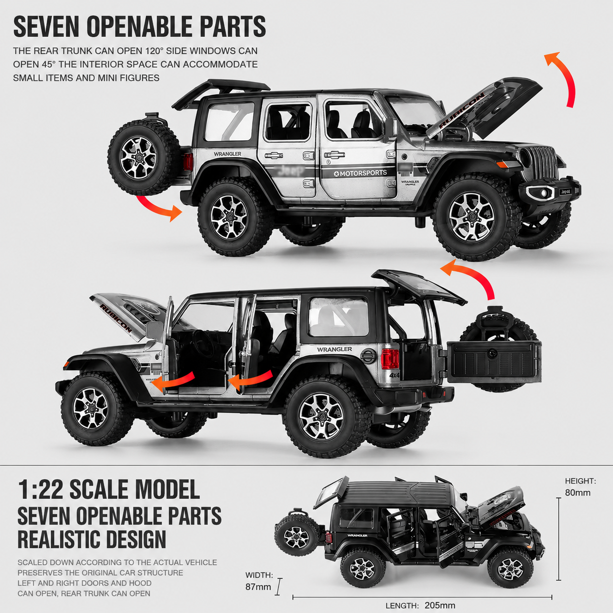 1/22 Scale Jeep Wrangler Die-cast Model Car