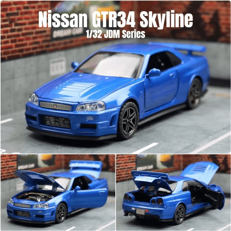 1/32 Scale Nissan GT-R R34 Die-cast Model Car