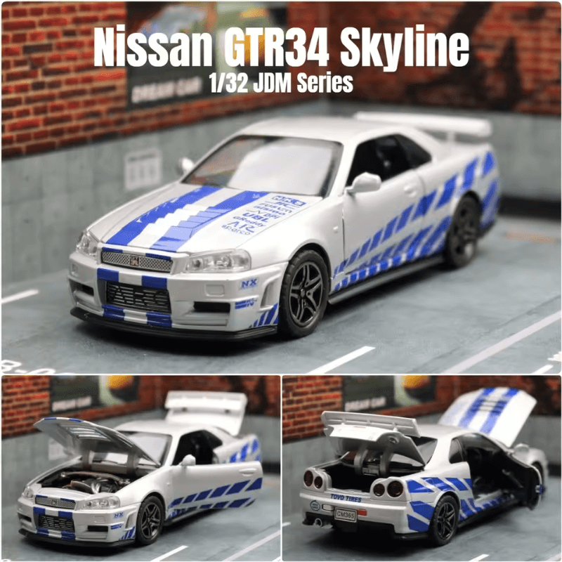 1/32 Scale Nissan GT-R R34 Die-cast Model Car