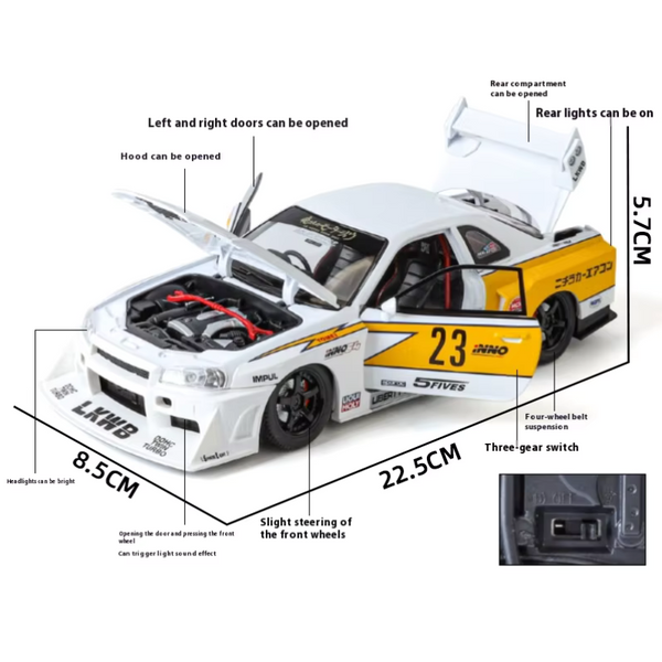 1/24 Scale Nissan Skyline GT-R R34 Die-cast Model Car