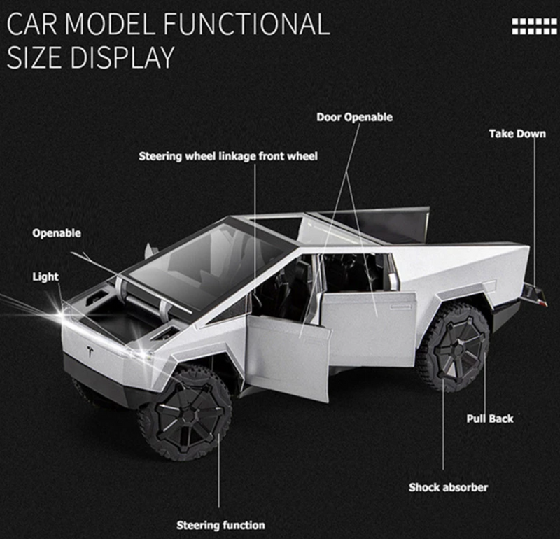Tesla Cybertruck Pickup with Sound&light 1:24 Diecast Replica Model